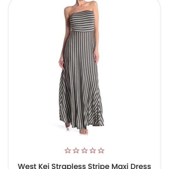 West Kei Dresses & Skirts - West Kei Strapless Black White Stripe Maxi Dress size Large